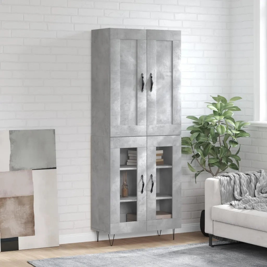Credenza-Buffet-Armadio da cucina Grigio Cemento 69,5x34x180 cm in Legno Multistrato 793196
