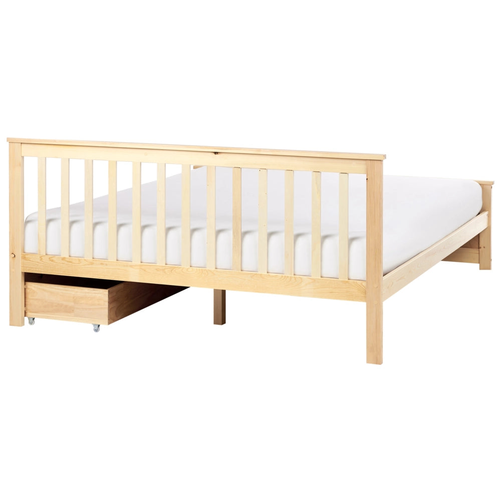 Letto con rete in pino MDF con contenitore 2 cassetti testata minimalista 160 x 200 cm marrone chiaro