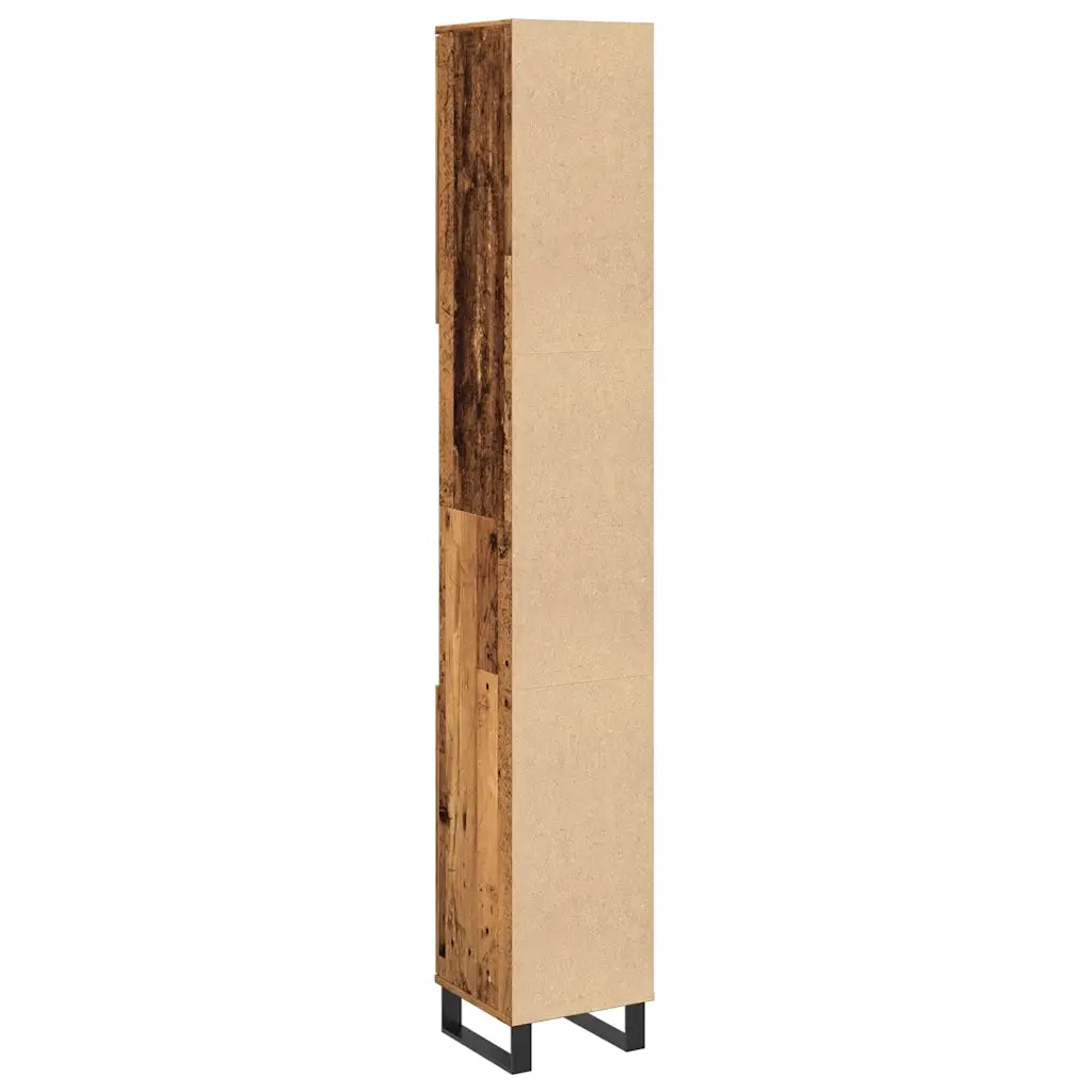 Armadietto Bagno Legno Antico 30x30x190 cm in Legno Multistrato