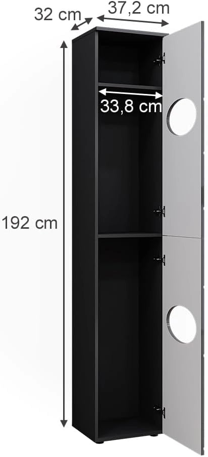 Armadio per la biancheria Irma, Antracite, 37.2 x 192 cm