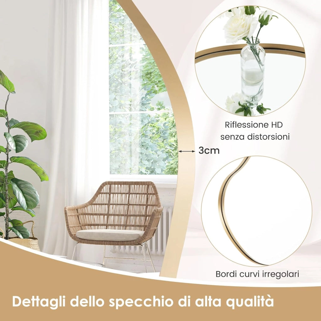 Specchio da Parete 78x56 cm, Specchio da Bagno a Forma Irregolare con Base Posteriore Premium, Specchio Decorativo per Soggiorno Ingresso Bagno (78 x 56 cm)