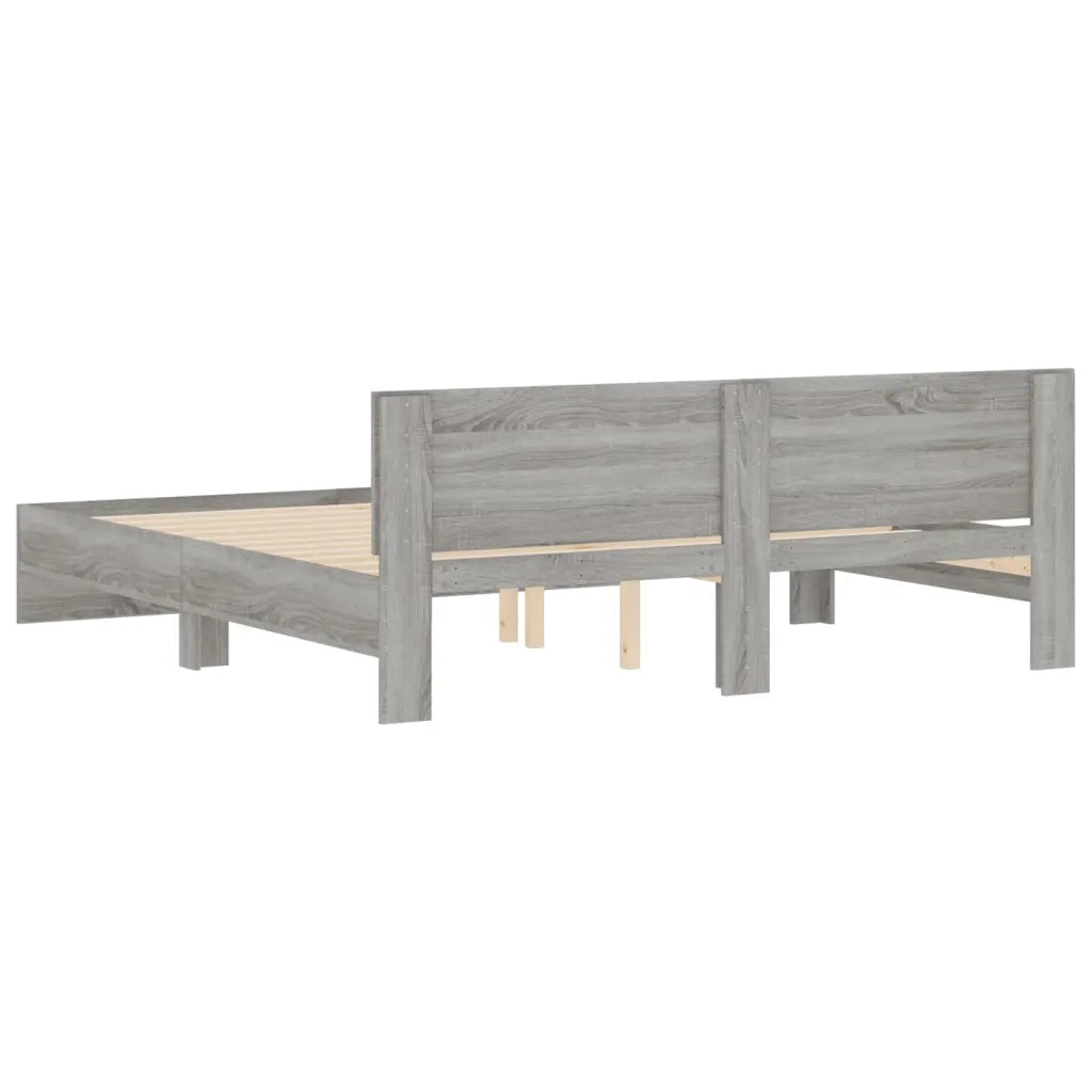 Giroletto con Testiera-Struttura Letto con testiera Grigio Sonoma 160x200 cm