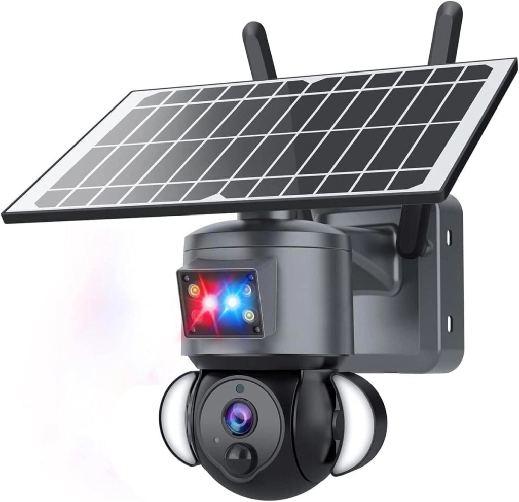 Telecamera di Sorveglianza IP Speed Dome PTZ 3 Megapixel SIM 4G Pannello Solare Analisi Intelligente IP66