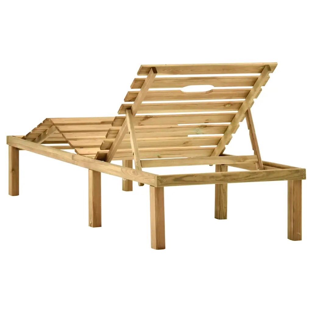 Lettino Prendisole con Tavolino in Legno di Pino Impregnato cod mxl 19857