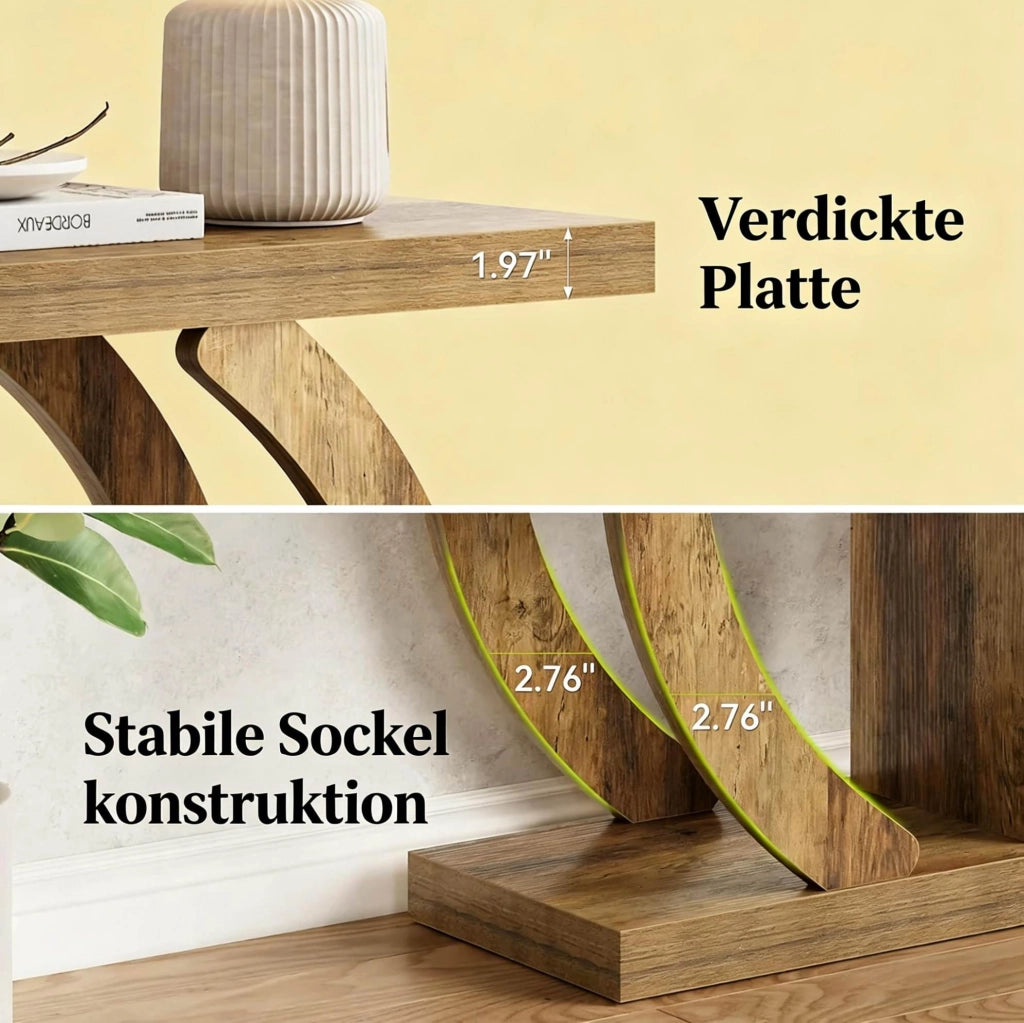 Tavolo consolle 108 cm in legno marrone con 4 ripiani