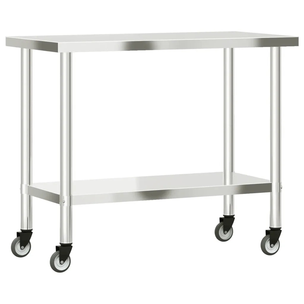 Tavolo da Lavoro Cucina con Ruote 110x55x85 cm in Acciaio Inox CFW8271631
