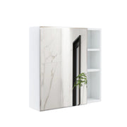 Mobile con specchio da bagno a parete con 1 anta e vani interni con specchio di sicurezza; per bagno e trucco; 55×56 cm