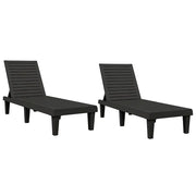 Lettini Prendisole 2 pz | Sdraio da giardino | Lettino da sole Neri 155x58x83 cm in Polipropilene