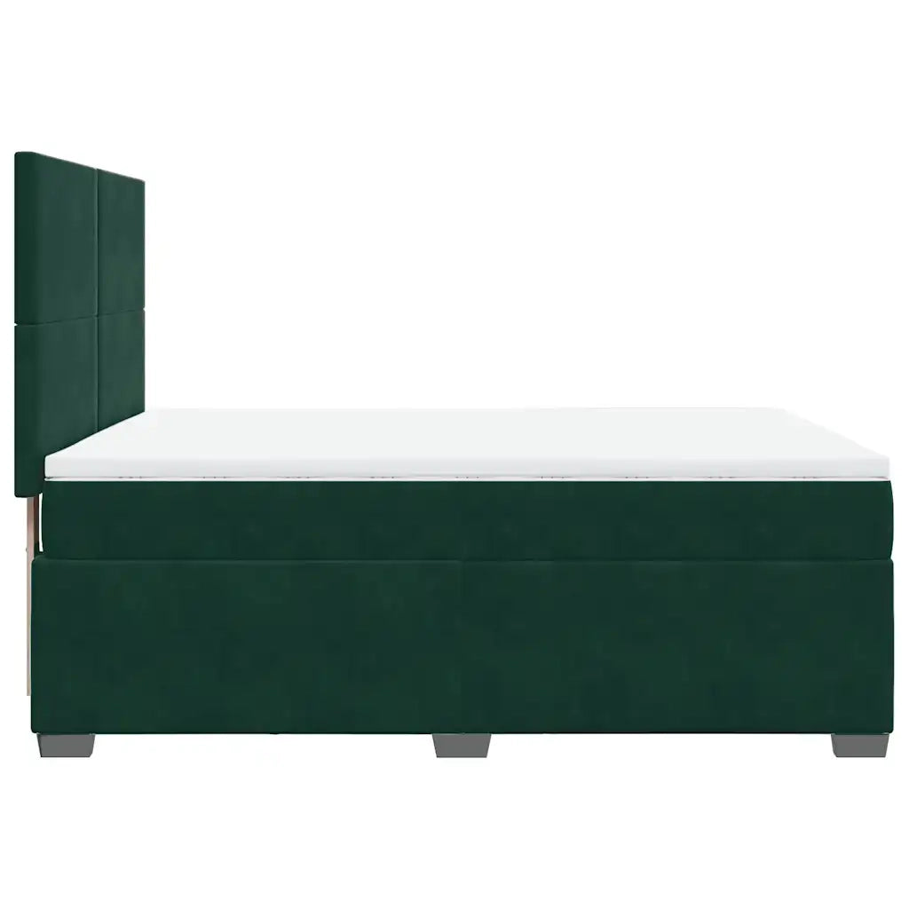 Giroletto a Molle con Materasso Verde Scuro 160x200 cm Velluto