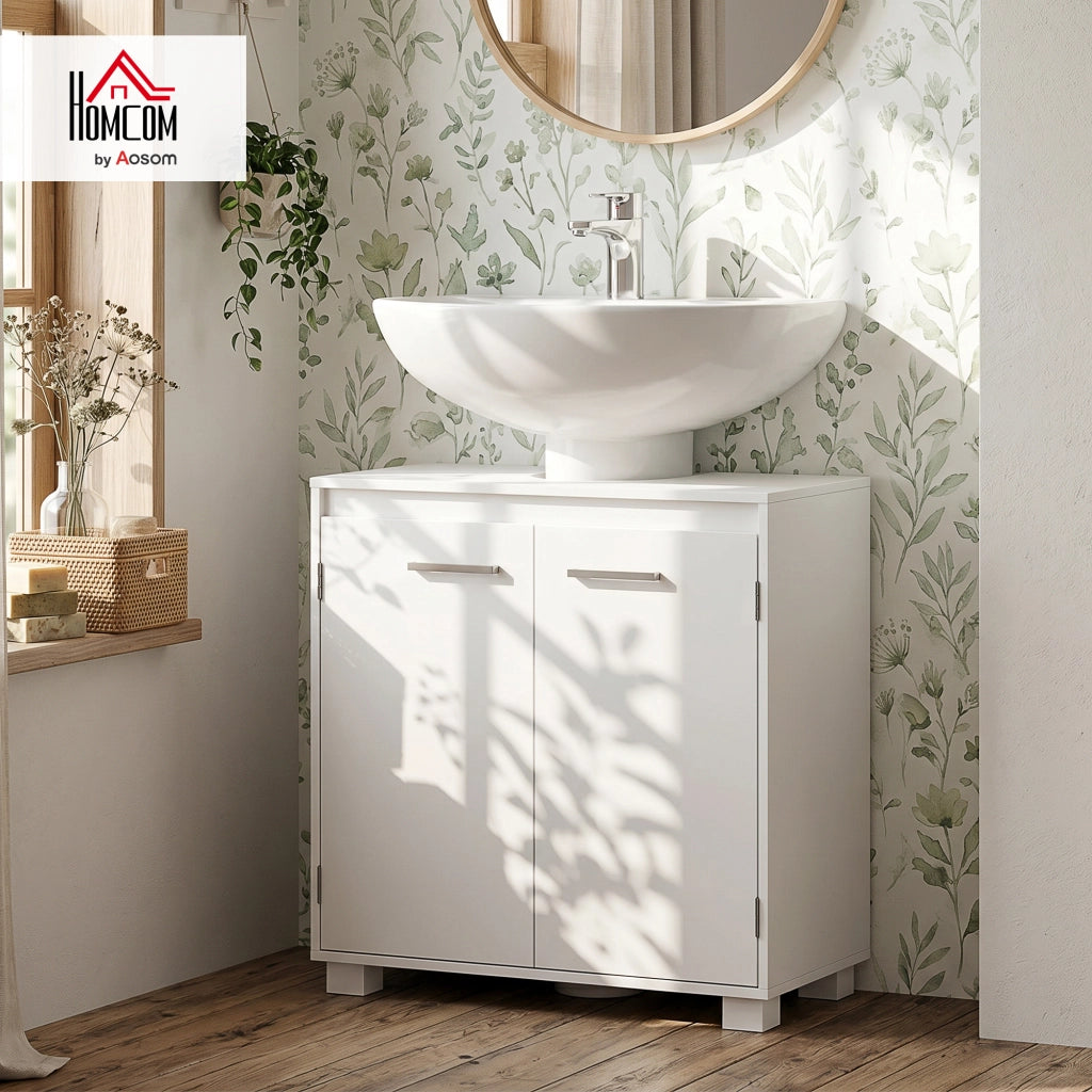 Mobile Sotto Lavabo con Ripiano Regolabile e 2 Ante 60x30x60 cm Bianco