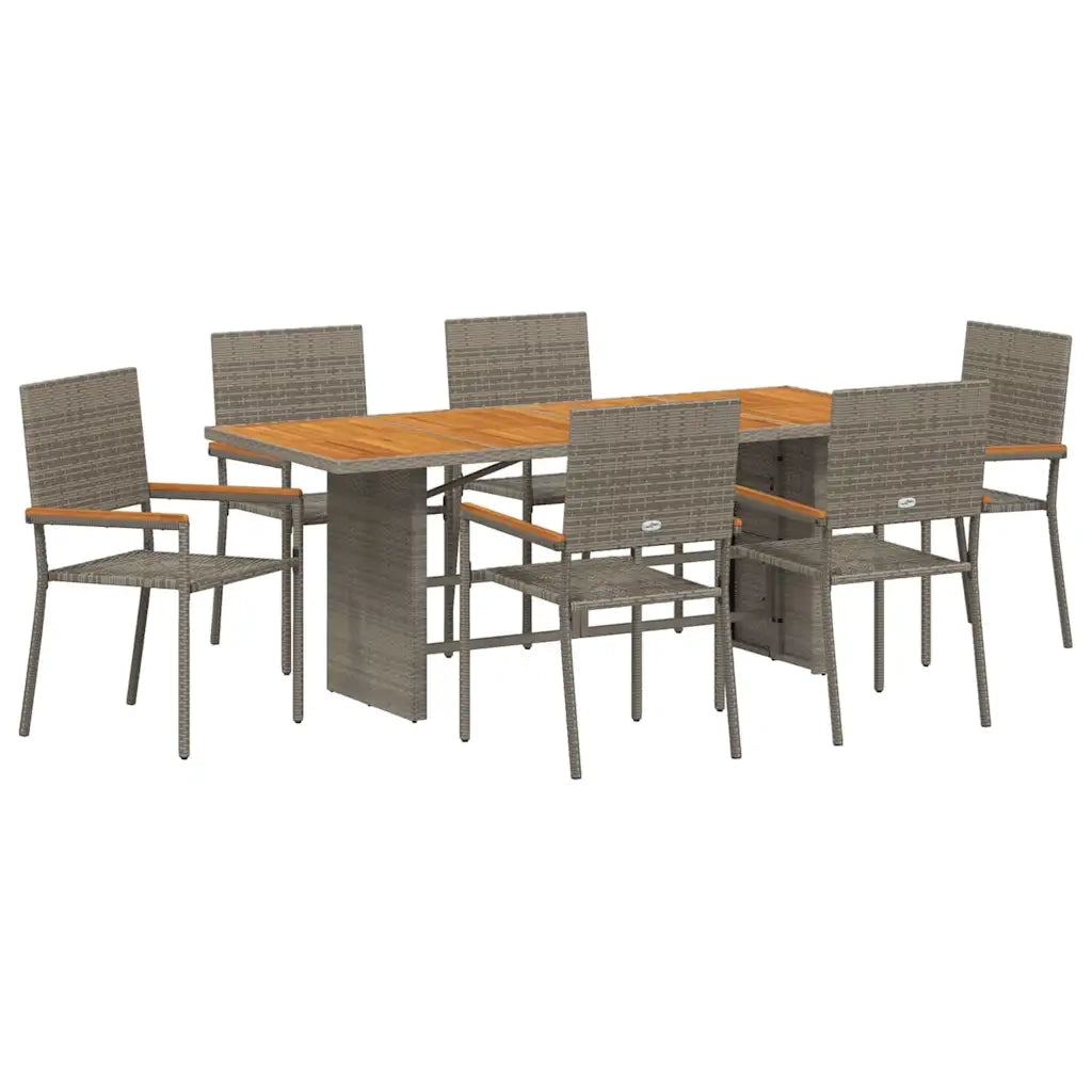Set da Pranzo per Giardino 7 pcs Grigio polyrattan 3365431