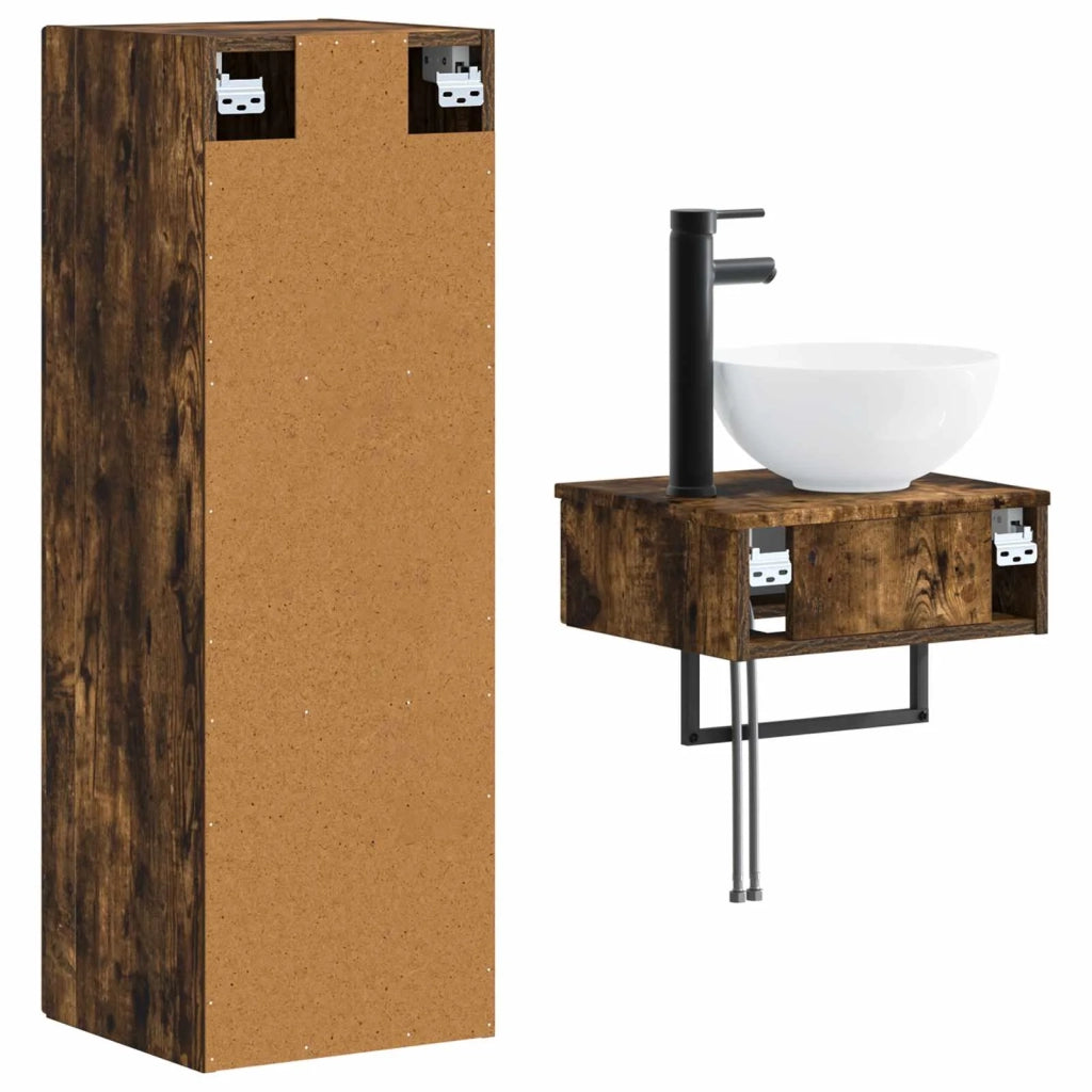 Set di mobili per il bagno 2 pz Rovere Fumo 33 x 34,5 x 100 cm 3406098