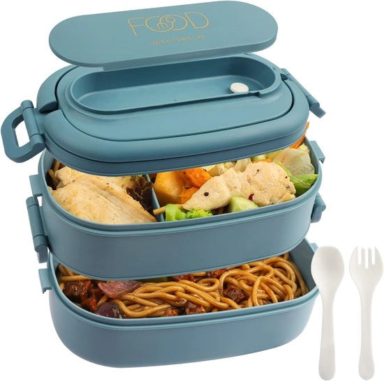 Bento box per adulti - 1550 ml - Blu chiaro - Resina BPA gratuita