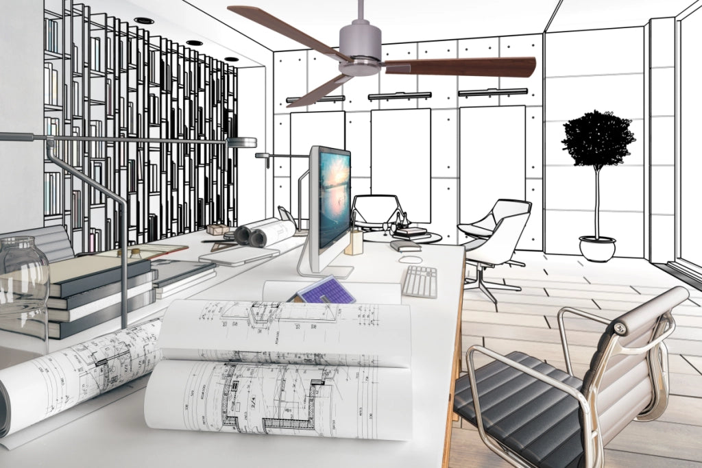 Vam Ventilatore da soffitto a risparmio energetico FACTORY Wi-Fi nero 122 cm telecomando 6 velocità