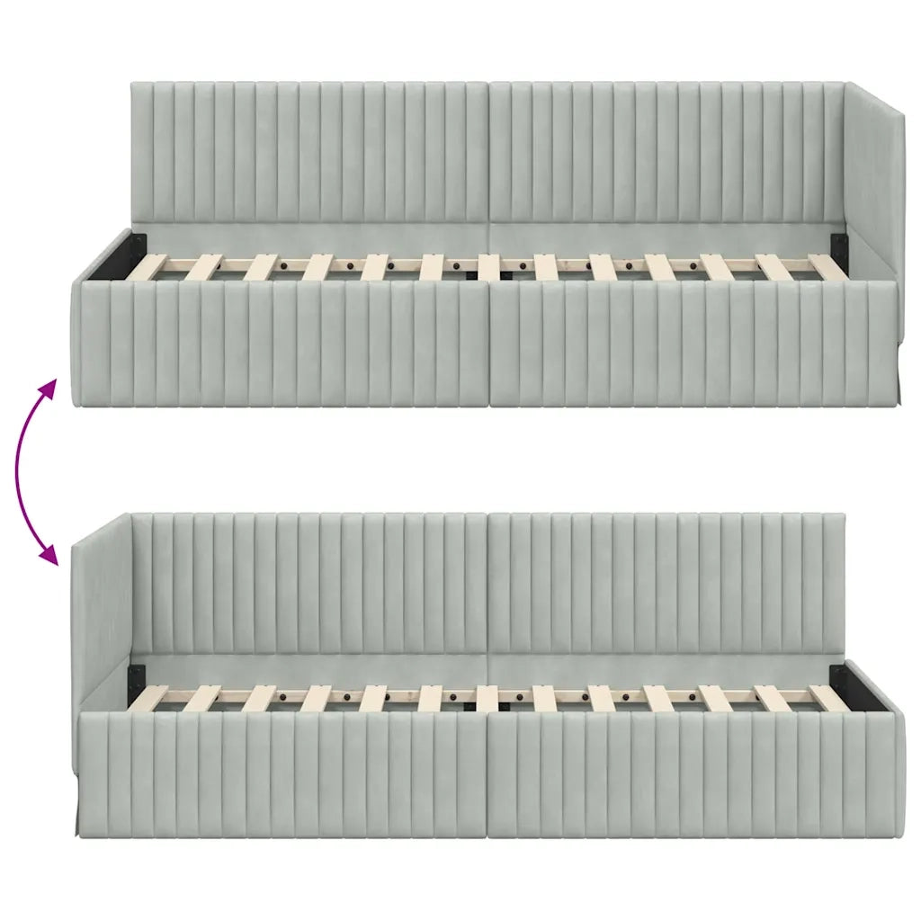 Letto singolo | Letto per adulti | Cornice del letto ad angolo Grigio chiaro 80 cm x 200 cm