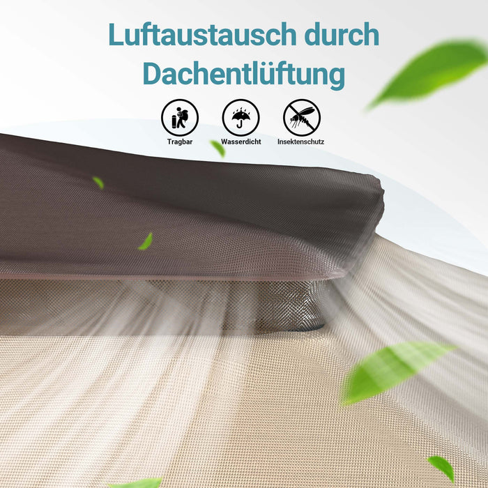 Gazebo pieghevole con zanzariera, beige 4 x 4 m, impermeabile, UV 50+, Tendone per feste