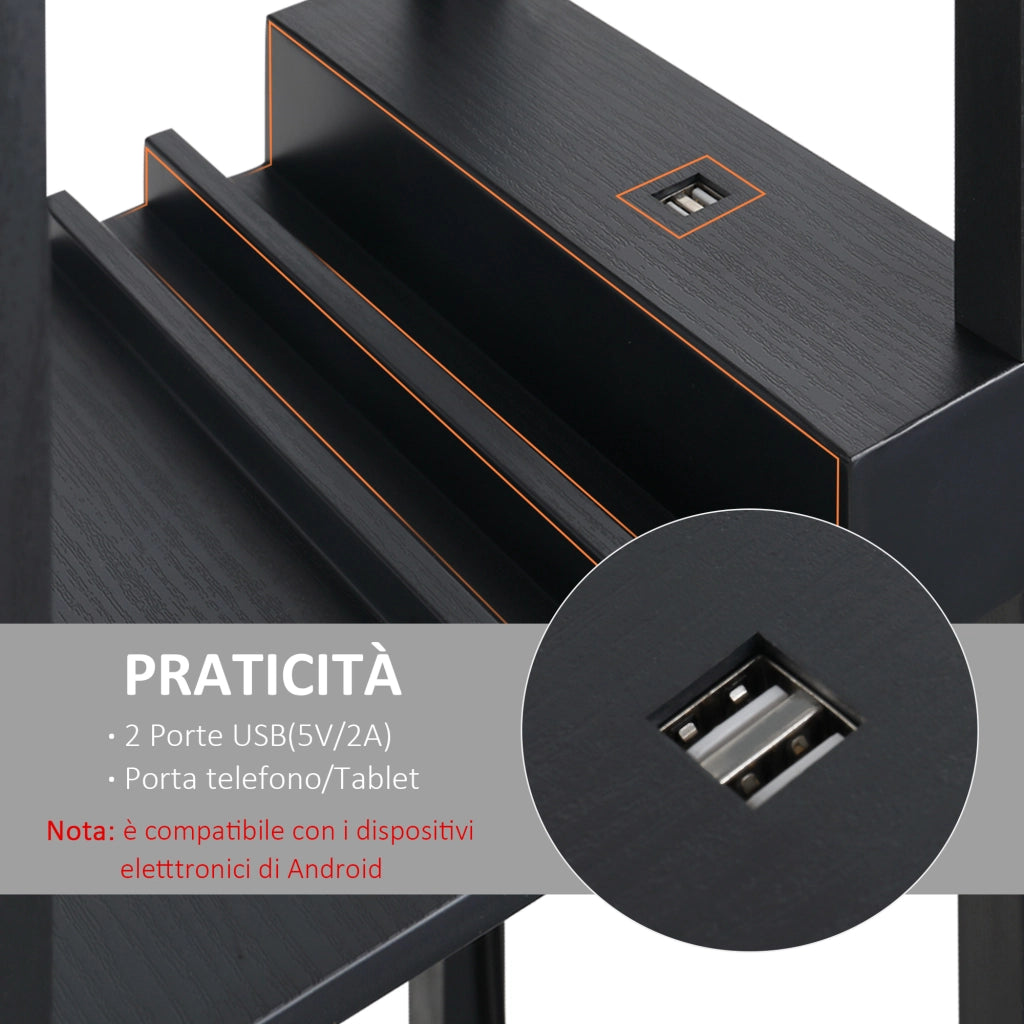 Lampada da Terra con Ripiani ¨C Zephmum ¨C 26x26x160 cm Nero e Bianco