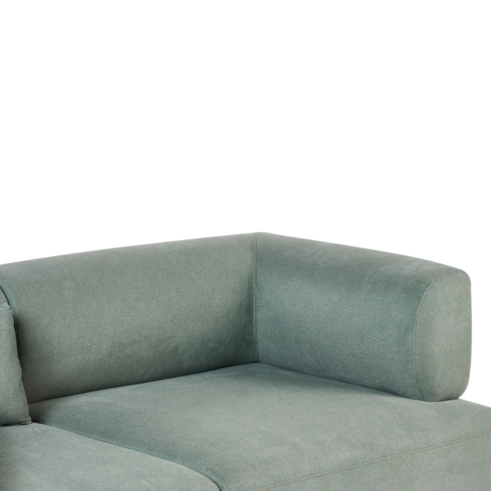 Divano a 2 posti Rivestimento in tessuto verde chiaro con gambe in legno e braccioli lineari Materiale idrorepellente Stile moderno Soggiorno