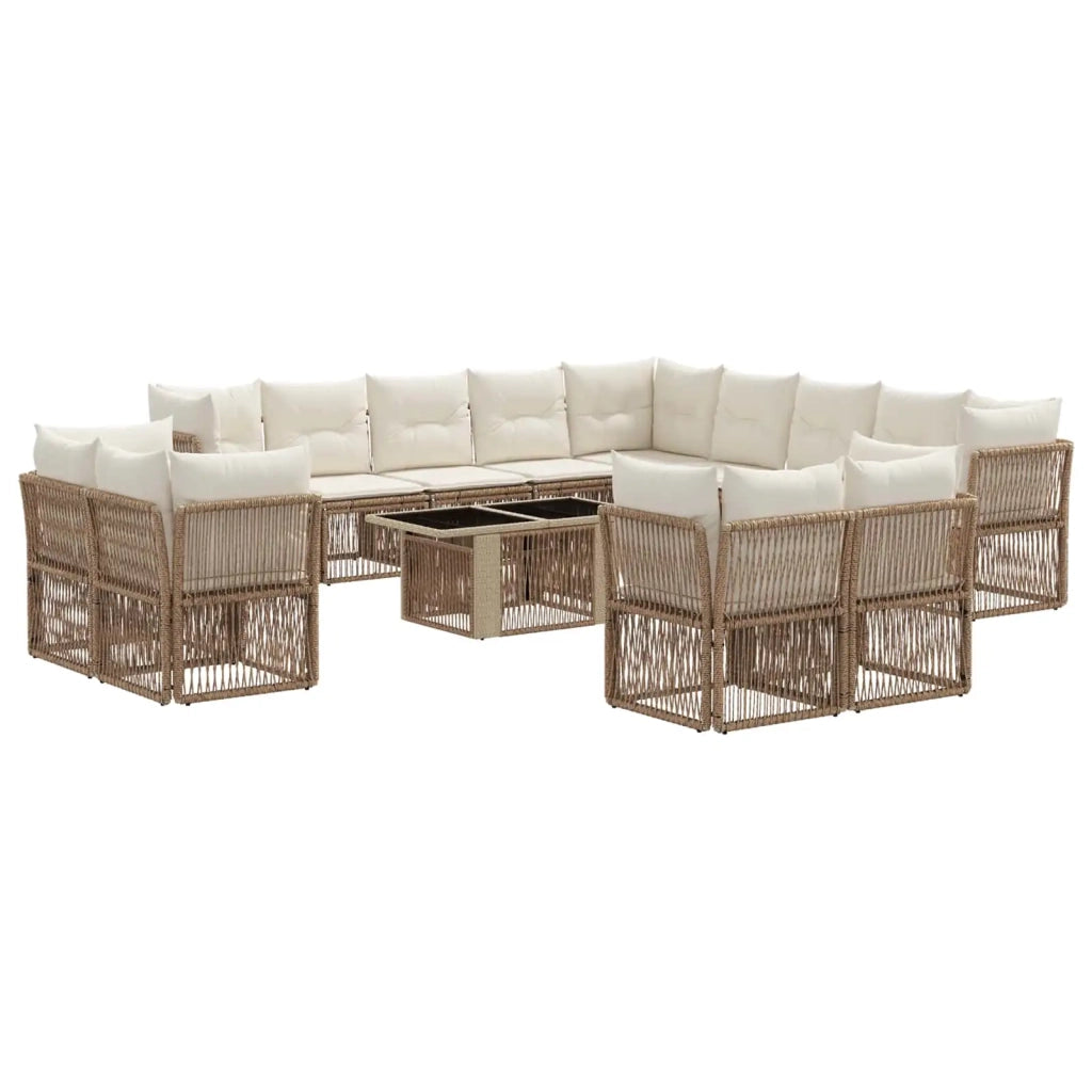 Set Divano da Giardino 14 pz Beige polyrattan 3436572