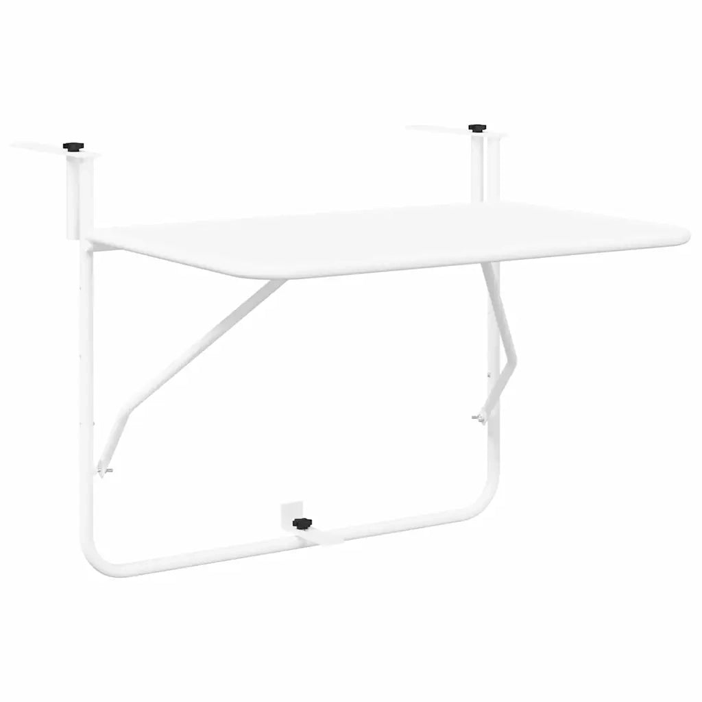 Tavolo Appeso da Balcone Bianco 60 x 39 x 65 cm Acciaio 42008074