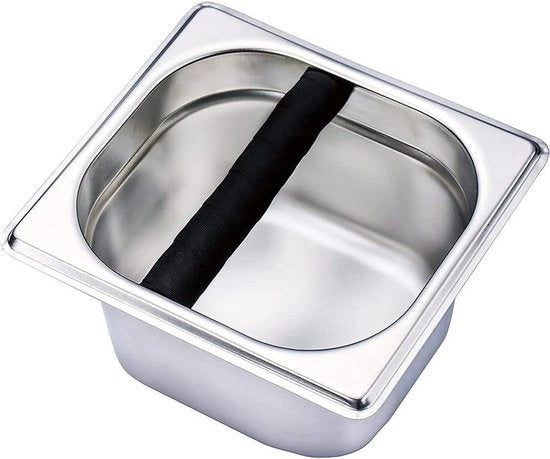 Scatola di raccolta caffè a mano da 10 cm, Acciaio inossidabile, Espresso, Emme di scarto, Maniglia, Fondi di caffè (Quadrata)