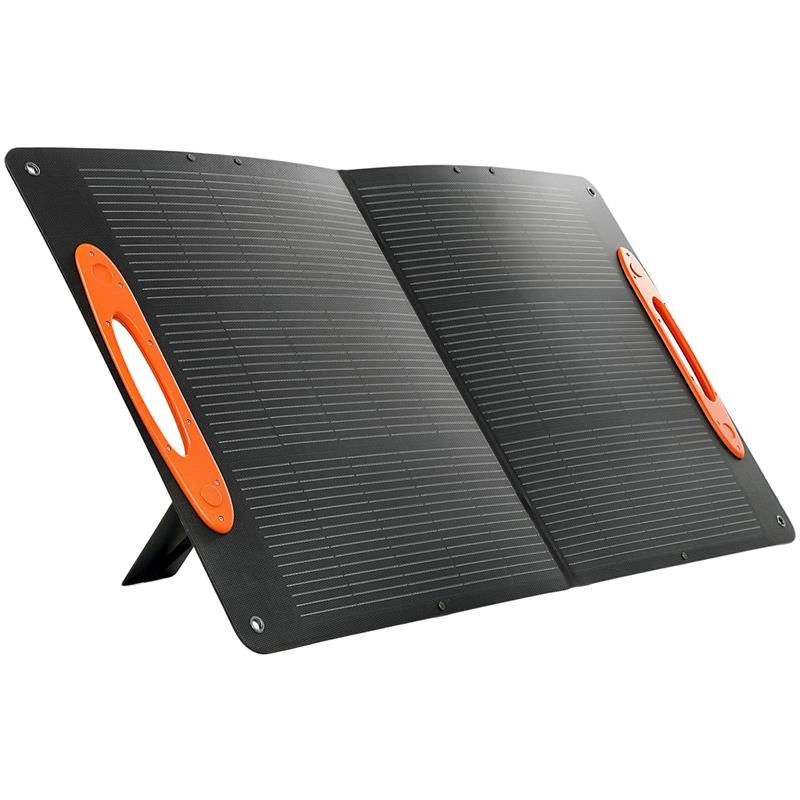 CARICABATTERIA SOLARE 100W PIEGHEVOLE CON ATTACCO USB-A E USB-C PER RICARICA RAPIDA, IP67, NERO