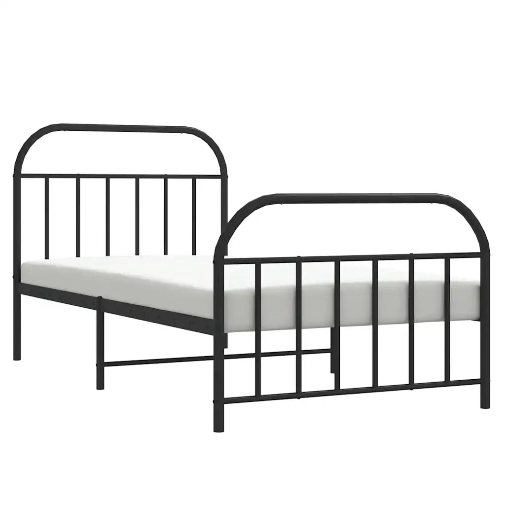 Giroletto con Testiera e Pediera Metallo Nero 100x190 cm 353647