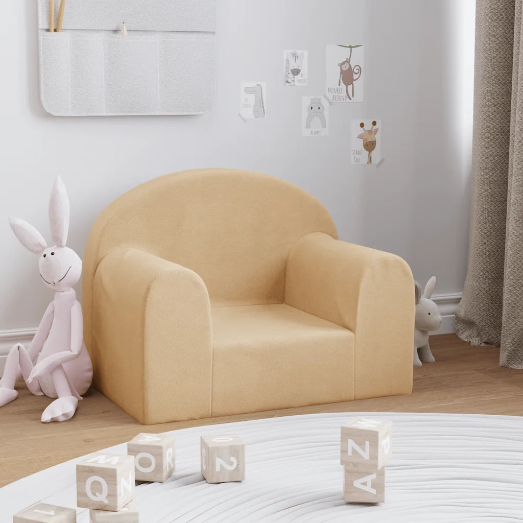 Divano per Bambini-Sofa-Divanetto Crema in Morbido Peluche 608049