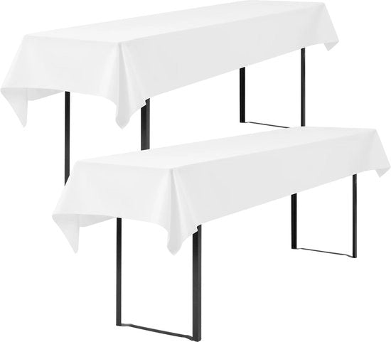 Set da tavolo universale 2 pezzi tovagliette rettangolari in poliestere bianco 100x250 cm lavabile