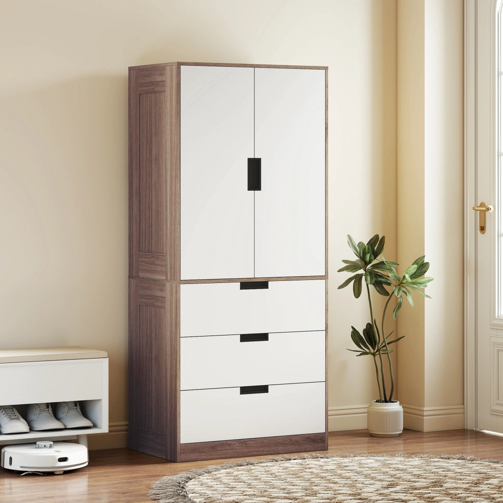 Armadio 2 ante ¨C Xylo ¨C 3 cassetti appendiabiti marrone camera letto