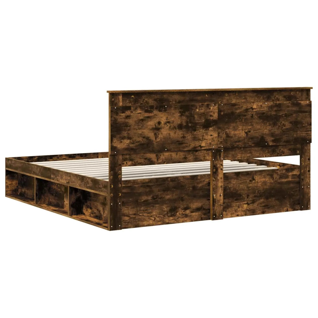 Struttura del letto Rovere fumé 200 x 200 cm Pino massello 3410052