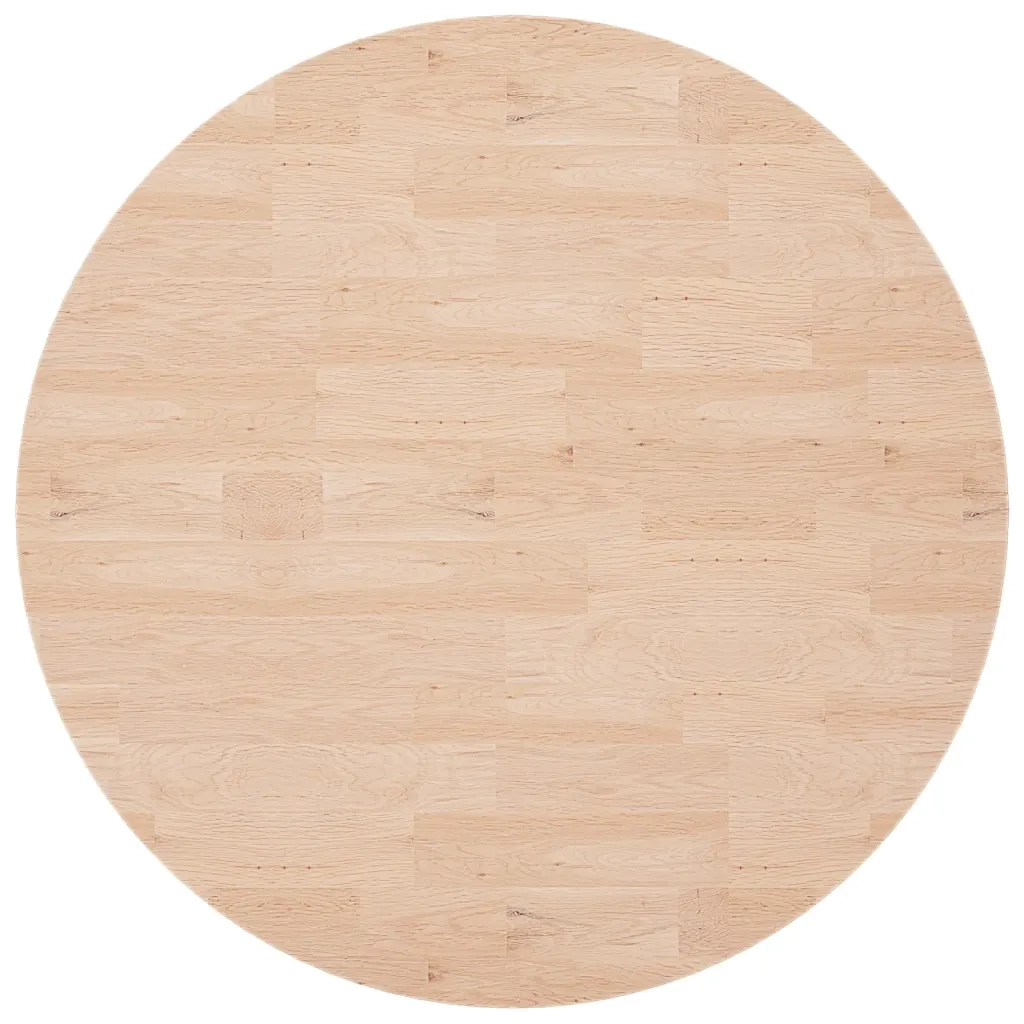Piano Tavolo | Superficie Tavolo | Piano Scrivania Rotondo ?90x4 cm Massello di Rovere Non Trattato
