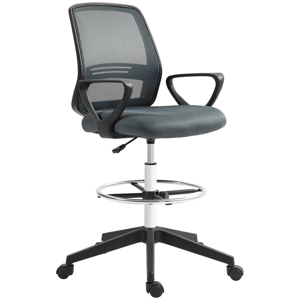Sedia da Ufficio Ergonomica ¨C Xylo ¨C Schienale in Rete, Braccioli, Poggiapiedi Regolabile, Grigio