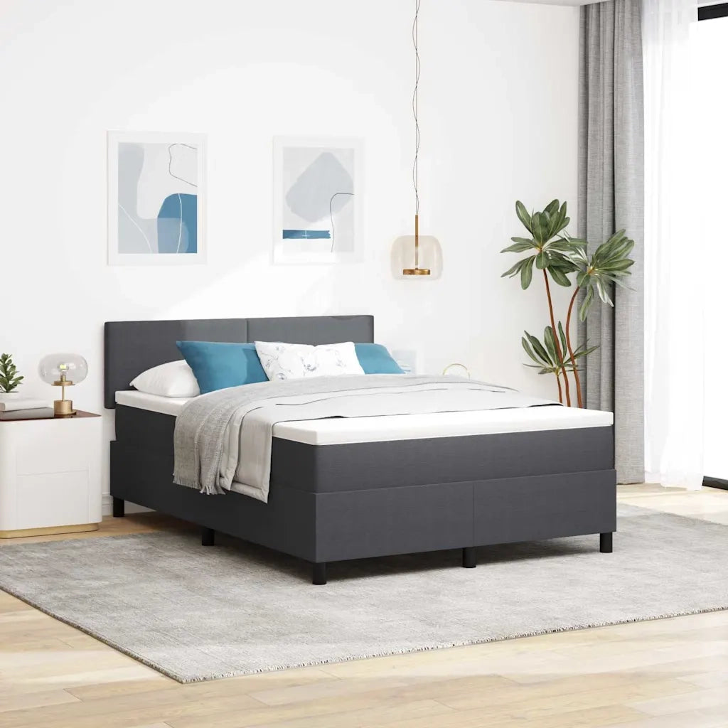 Letto a molle con testiera Grigio Scuro e Bianco 140 x 200 cm 3337516