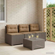 Divano da giardino 3 posti con cuscini in look rattan 3 posto 8011990