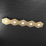 HEXAGON APPLIQUE-PLAFONIERA 5 LUCI FOGLIA ORO 1142-5L-FO