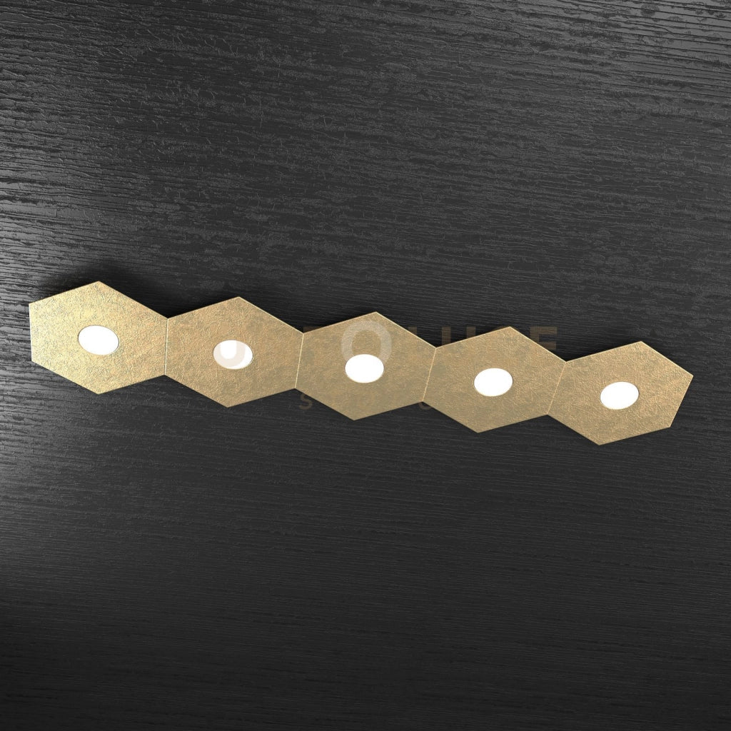 HEXAGON APPLIQUE-PLAFONIERA 5 LUCI FOGLIA ORO 1142-5L-FO