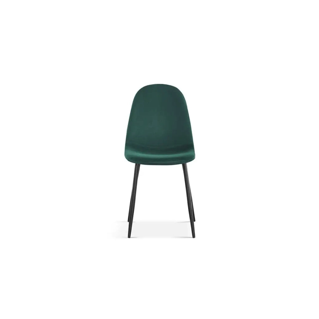 Sedia BOÏ – Velluto verde – Piedi in metallo nero – Design moderno