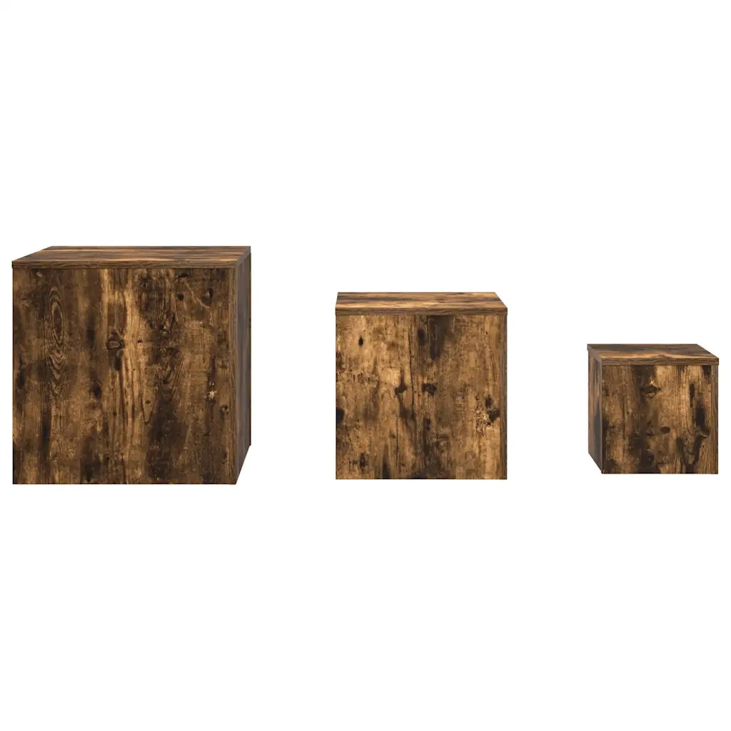 Credenze 3 pz Rovere Fumo in Legno Multistrato 815987