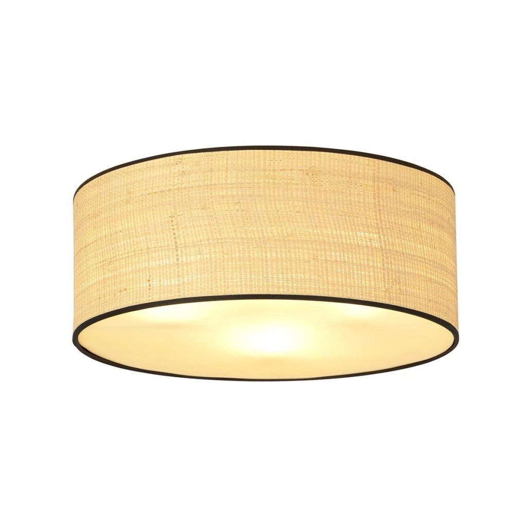 Lampada a sospensione ASTON in acciaio e rattan naturale