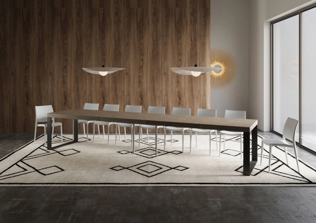 Tavolo allungabile 90x160/420 cm Tekno Premium Tortora gambe antracite