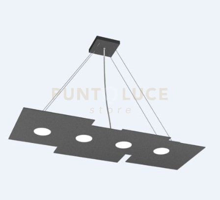 PLATE SOSPENSIONE 4+3 LUCI BIEMISSIONE RETTANGOLARE GRIGIO ANTRACITE 1129-S4 R+3-GA