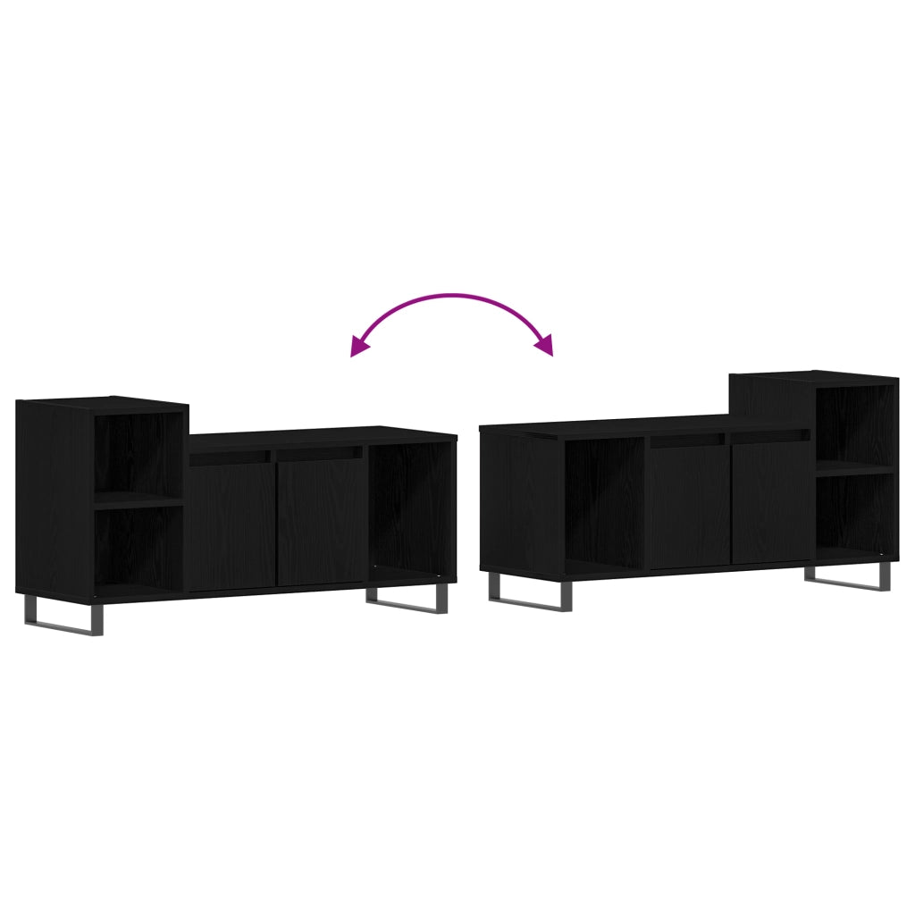 Mobile TV  Nero Rovere 100x35x55 cm Legno ingegnerizzato