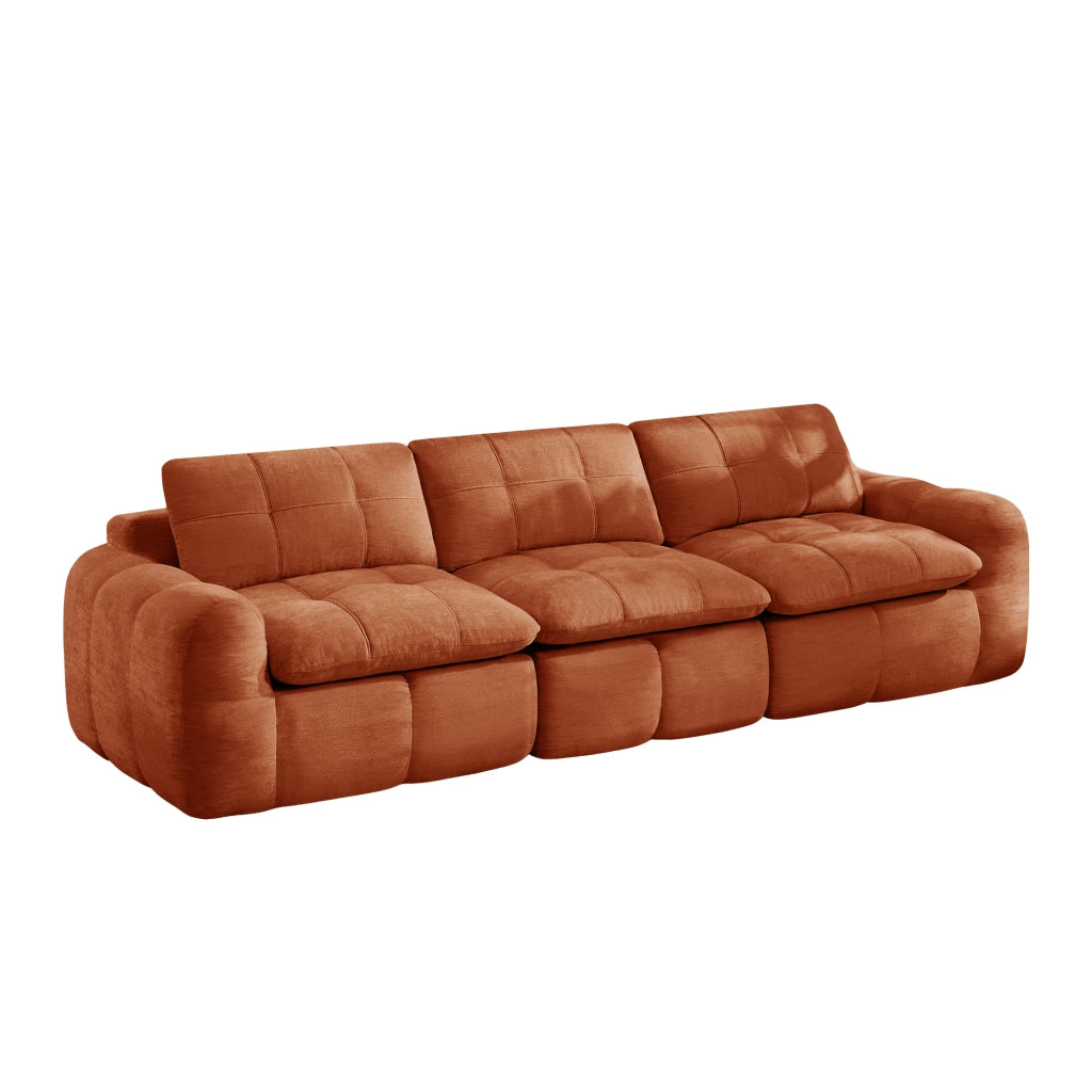 Divano modulare 3 posti - con seduta ergonomica e schienali imbottiti - chenille arancione