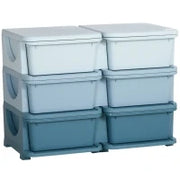 Cassettiera 6 Cassetti per Bambini 3-6 Anni con Bordi Arrotondati, in PP Blu, 75x37x56.5 cm