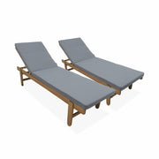 Set 2 lettini prendisole in legno multiposizione, grigio