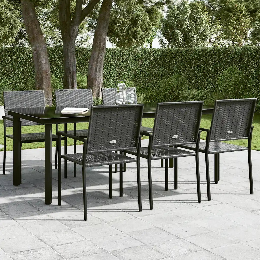Tavolo da Pranzo da Giardino Nero 200x100x74 cm Acciaio e Vetro cod mxl 46865