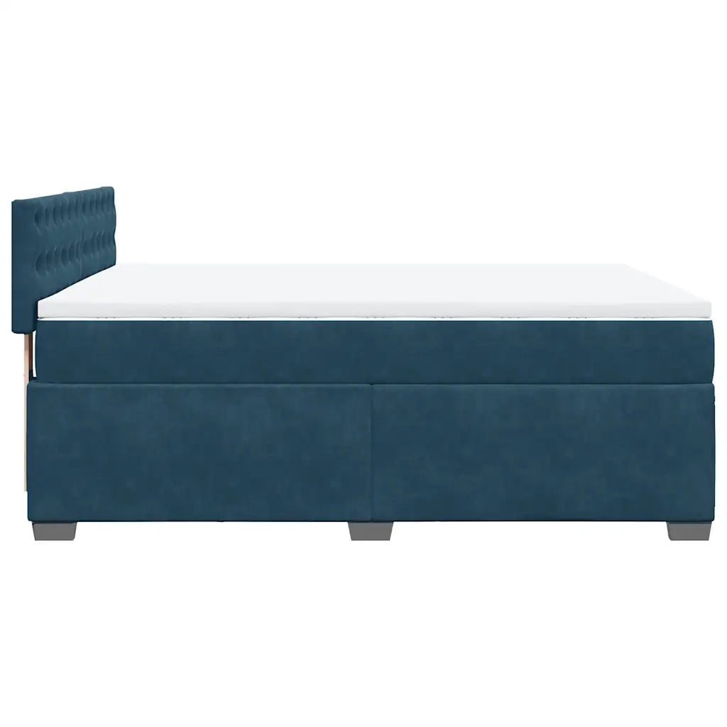 vidaXL Giroletto a Molle con Materasso Blu 140x190 cm in Velluto