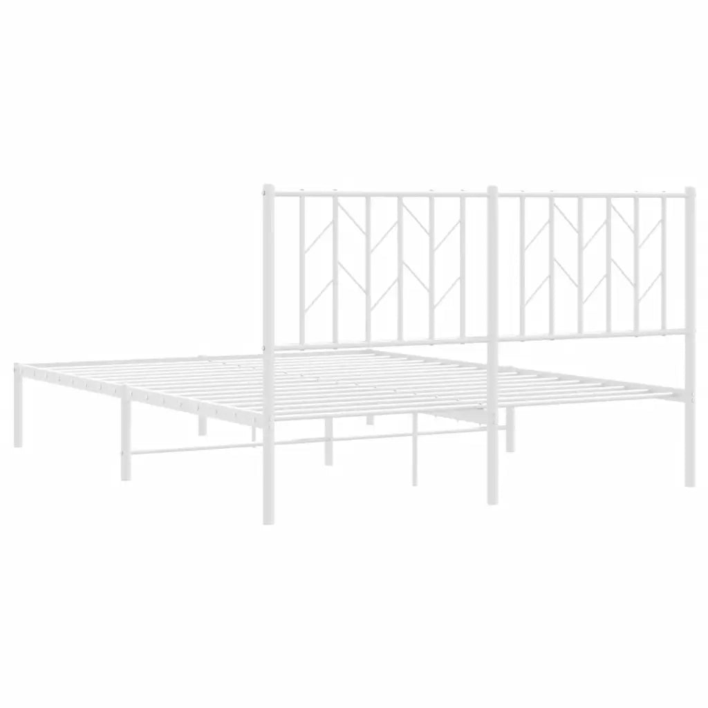 Giroletto con Testiera-Struttura Letto con testiera Metallo Bianco 140x190 cm 132155