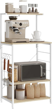 Scaffale per Cucina in Acciaio Legno 4 Ripiani Carrello per Microonde Scaffalature Organizzatore 60x40x123 cm